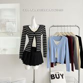 BXOXO - summer inspo Autumn Fake Two-Piece Sweater Women Solid Color Knitted Top Long-Sleeved Pullover Fashion Casual Versatile Slim Fit Female Tops